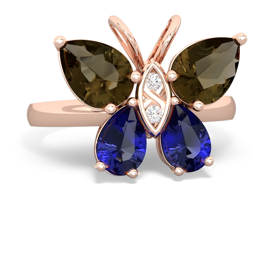 Smoky Quartz Butterfly 14K Rose Gold ring R2215