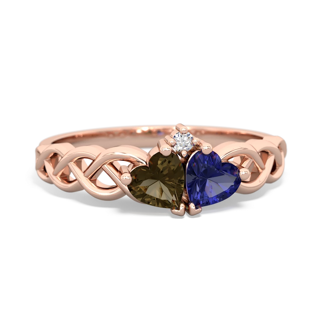 Smoky Quartz Heart To Heart Braid 14K Rose Gold ring R5870