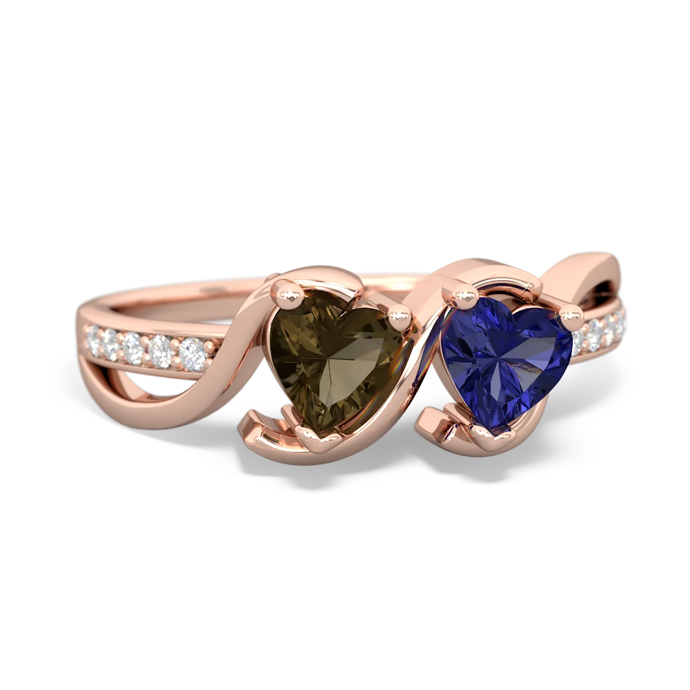 Smoky Quartz Side By Side 14K Rose Gold ring R3090