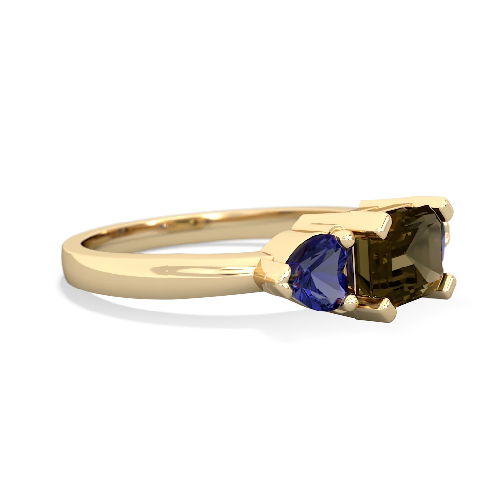 Smoky Quartz Three Stone 14K Yellow Gold ring R5235