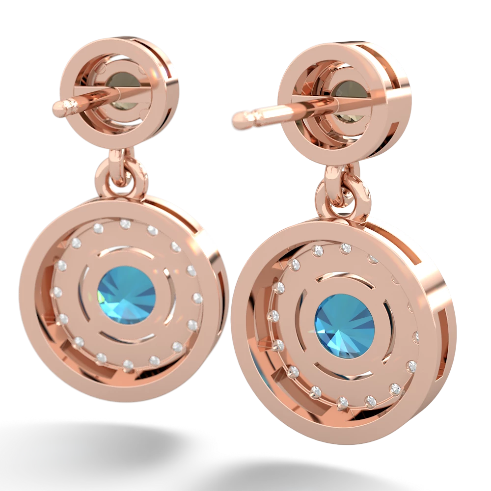 Smoky Quartz Halo Dangle 14K Rose Gold earrings E5319