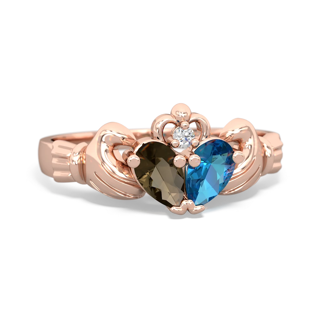 Smoky Quartz 'Our Heart' Claddagh 14K Rose Gold ring R2388