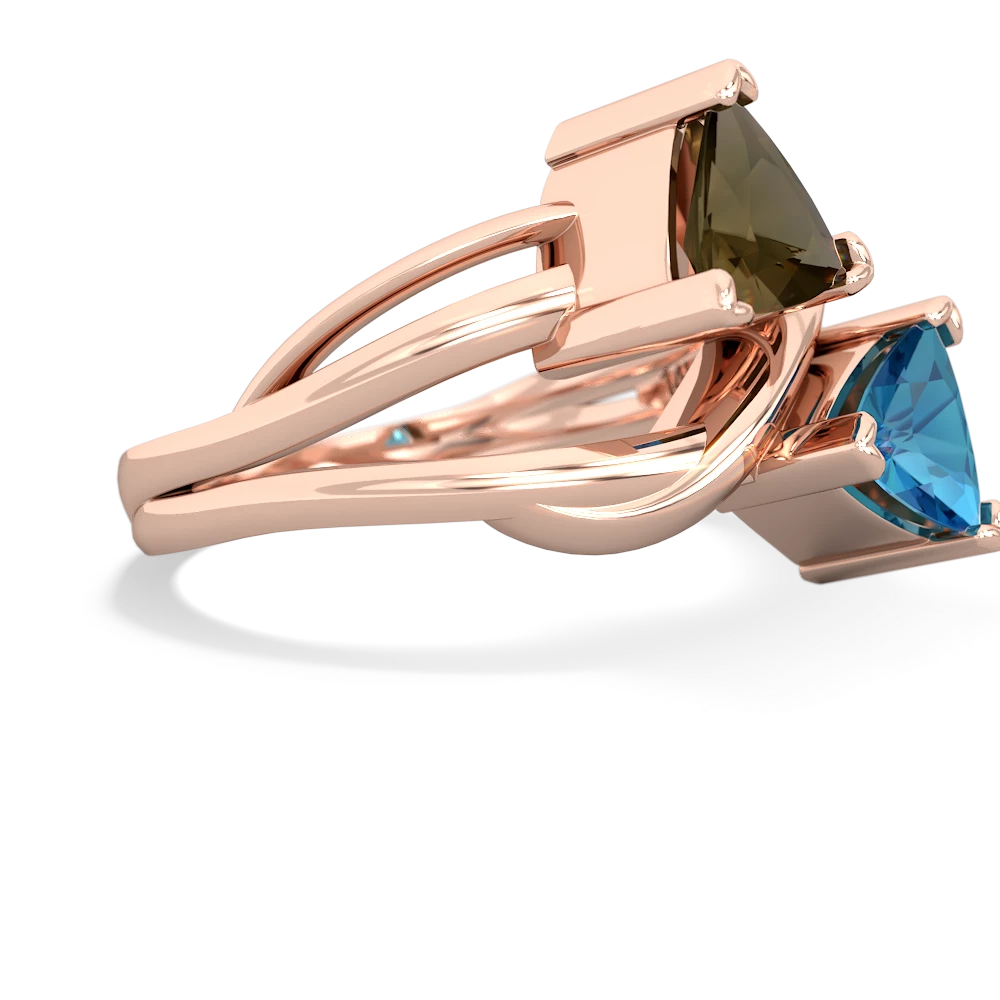 Smoky Quartz Split Band Swirl 14K Rose Gold ring R2341