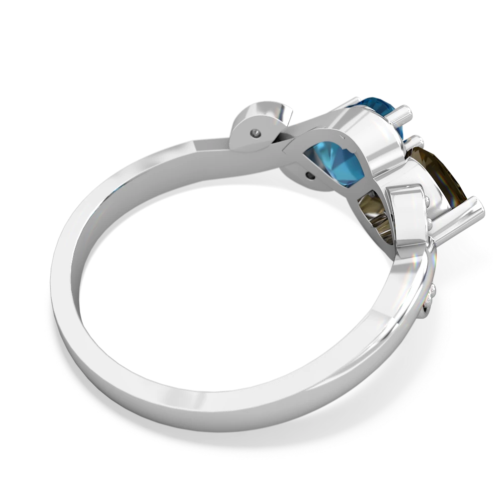 Smoky Quartz Floral Elegance 14K White Gold ring R5790