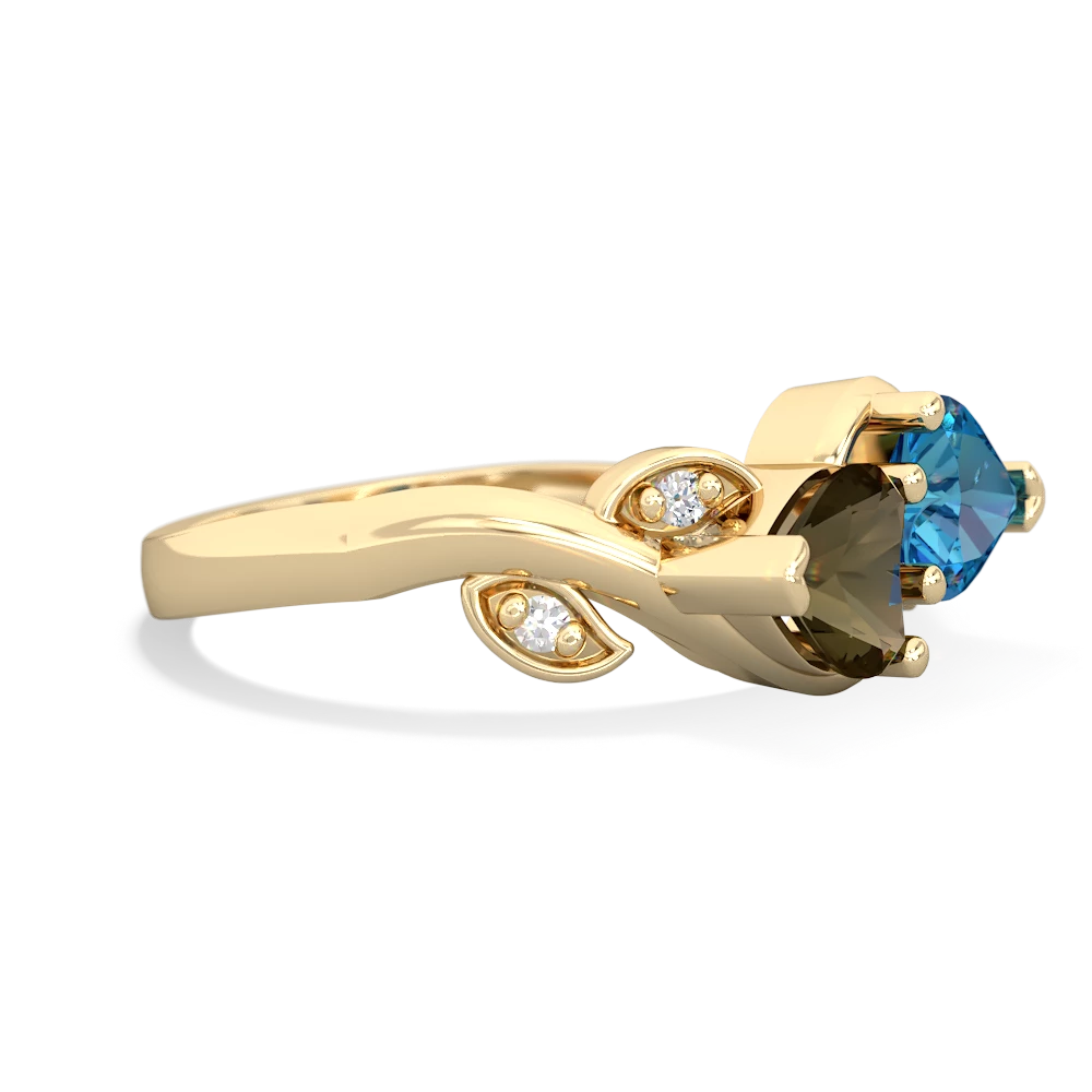 Smoky Quartz Floral Elegance 14K Yellow Gold ring R5790