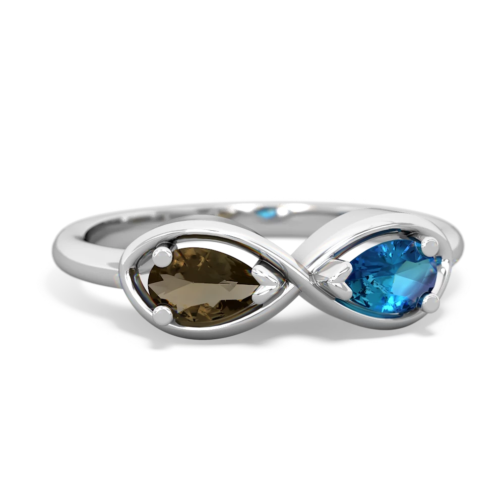 Smoky Quartz Infinity 14K White Gold ring R5050