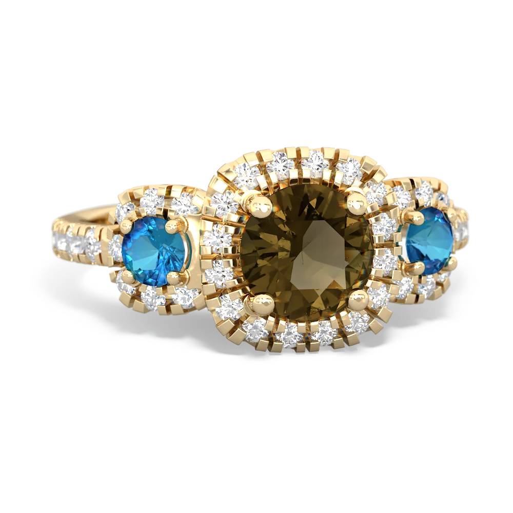 Smoky Quartz Regal Halo 14K Yellow Gold ring R5350