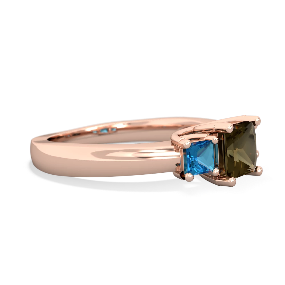 Smoky Quartz Three Stone Trellis 14K Rose Gold ring R4015