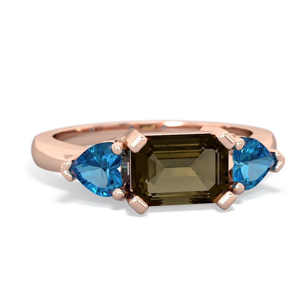 Smoky Quartz Three Stone 14K Rose Gold ring R5235