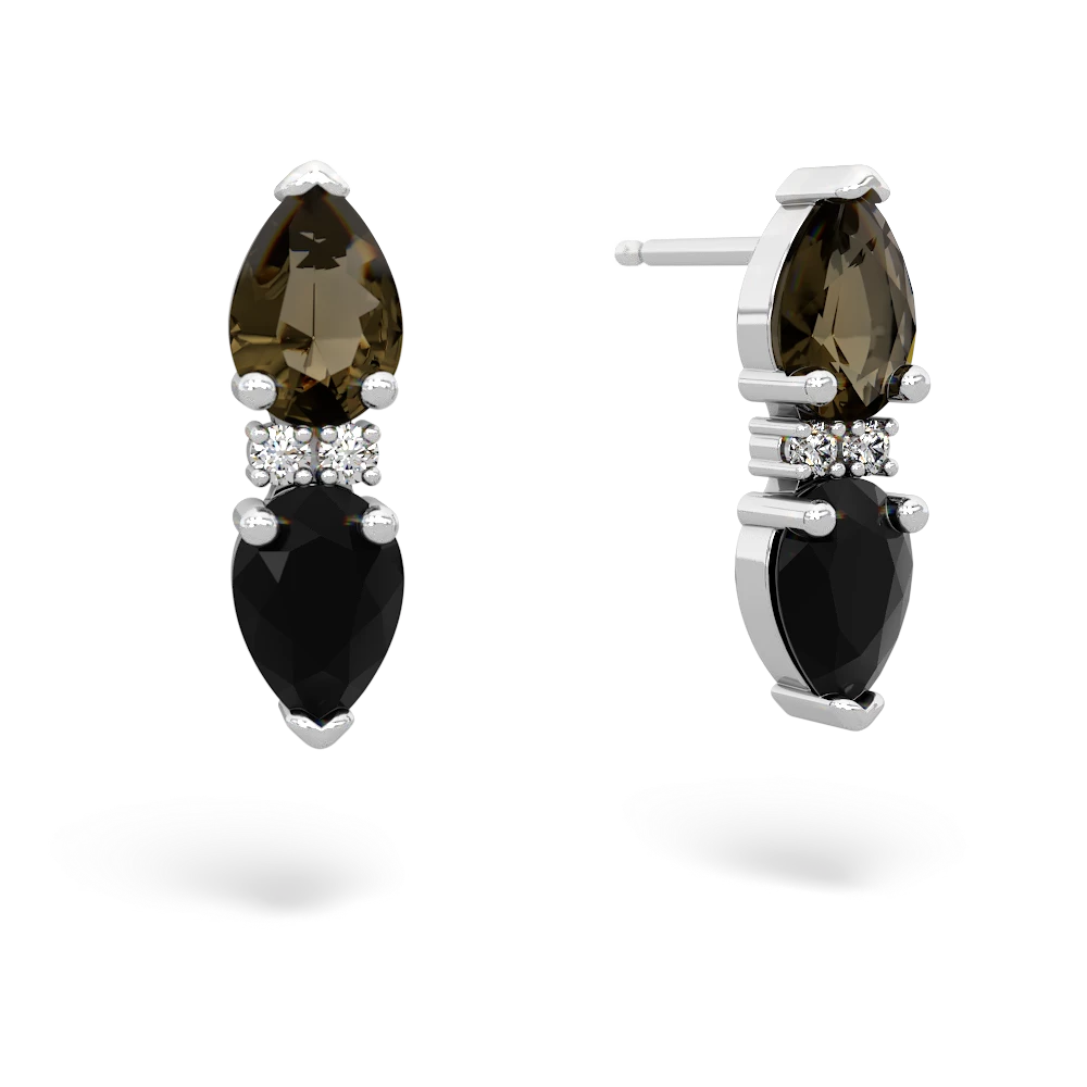 Smoky Quartz Bowtie Drop 14K White Gold earrings E0865