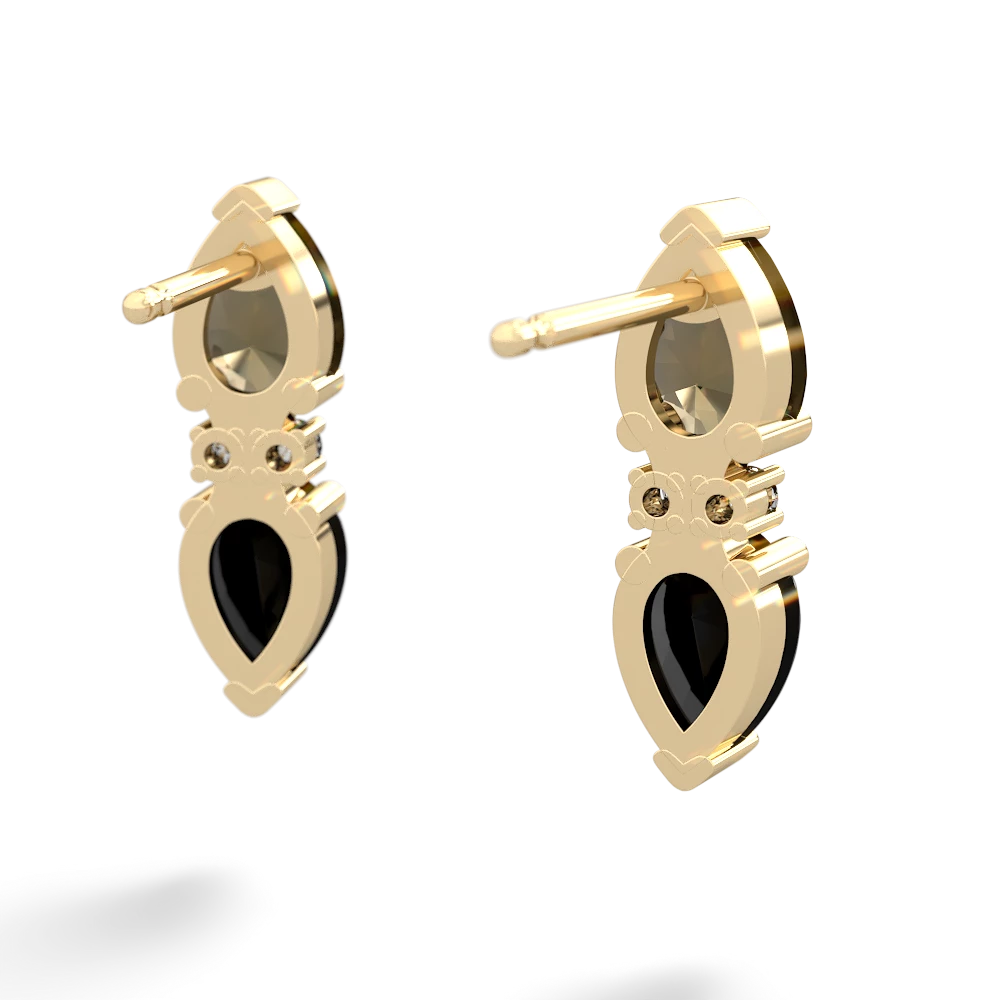 Smoky Quartz Bowtie Drop 14K Yellow Gold earrings E0865