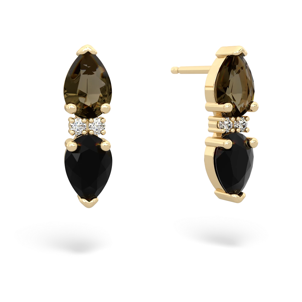 Smoky Quartz Bowtie Drop 14K Yellow Gold earrings E0865