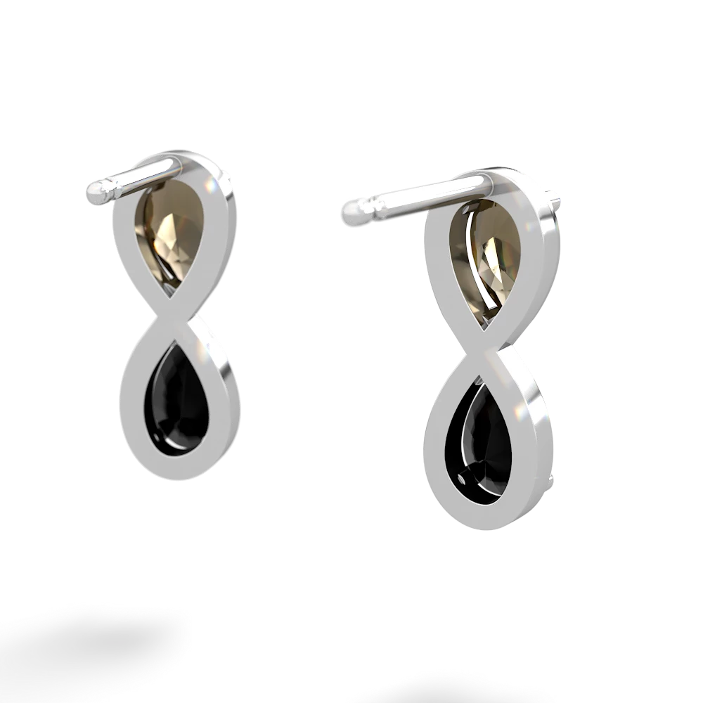 Smoky Quartz Infinity 14K White Gold earrings E5050