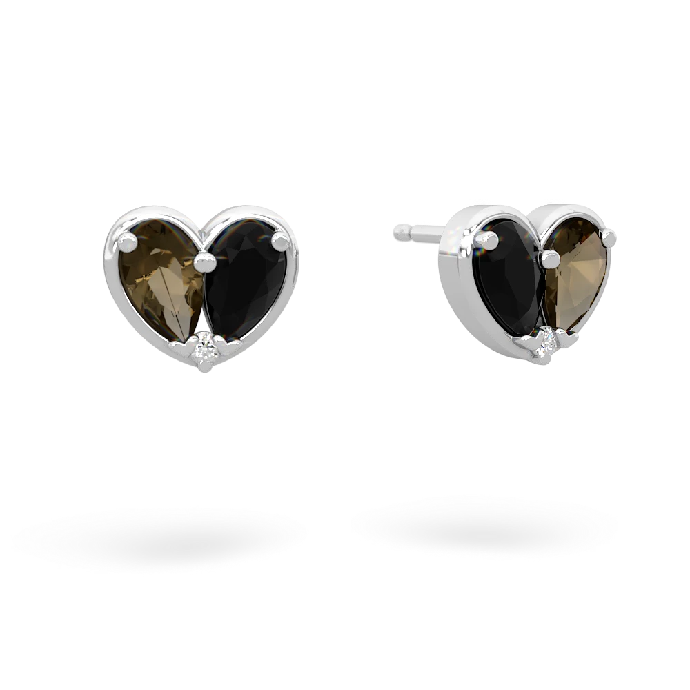 Smoky Quartz 'Our Heart' 14K White Gold earrings E5072