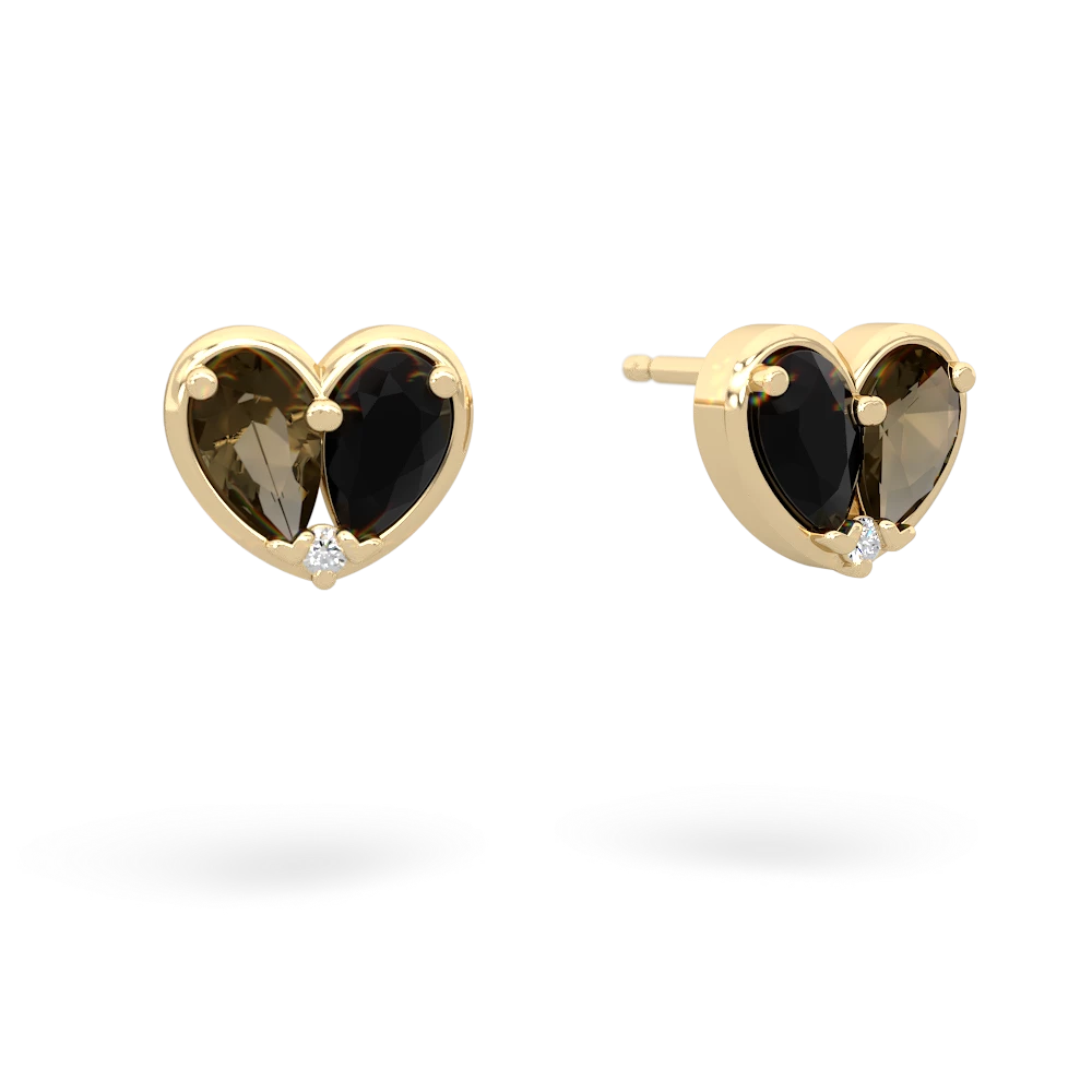 Smoky Quartz 'Our Heart' 14K Yellow Gold earrings E5072