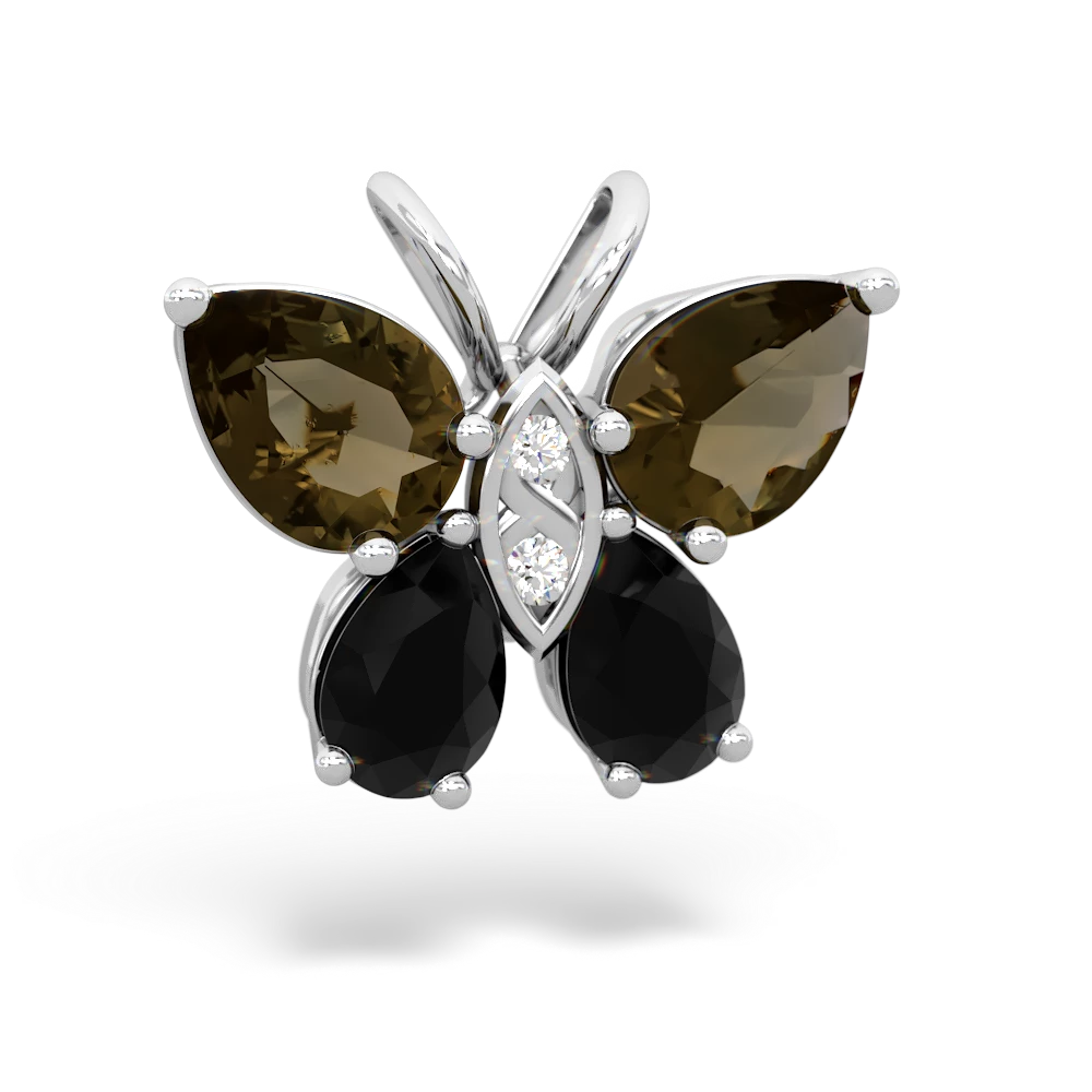 Smoky Quartz Butterfly 14K White Gold pendant P2215