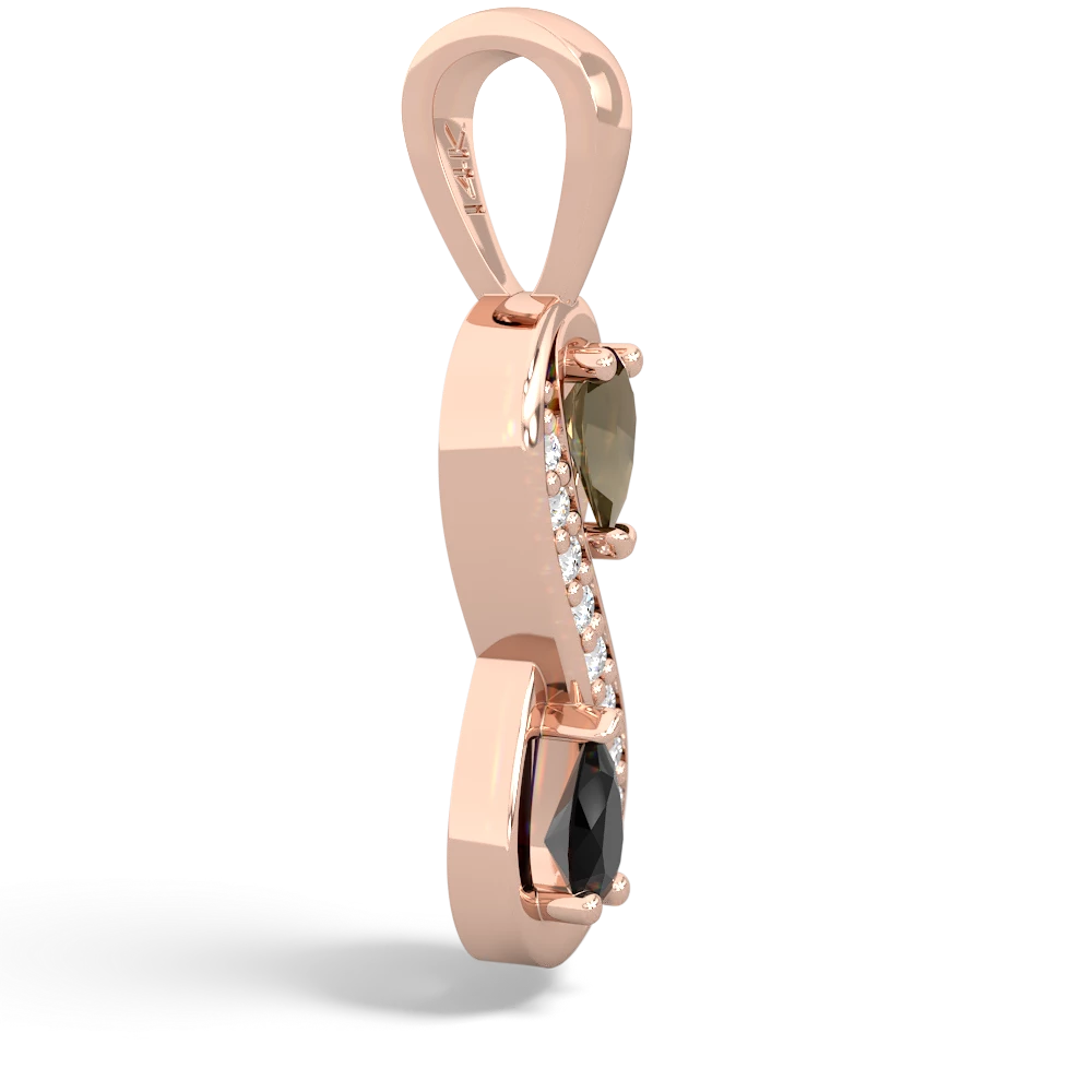 Smoky Quartz Diamond Infinity 14K Rose Gold pendant P5390