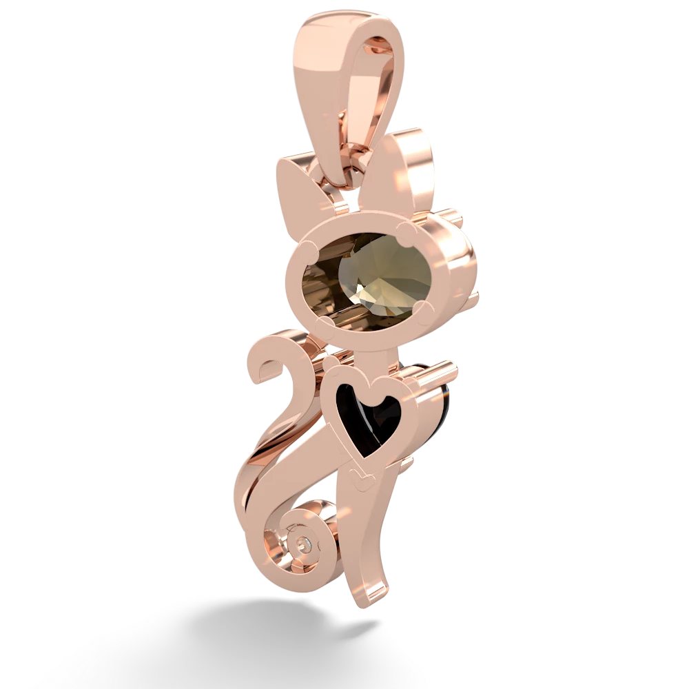 Smoky Quartz Kitten 14K Rose Gold pendant P5780