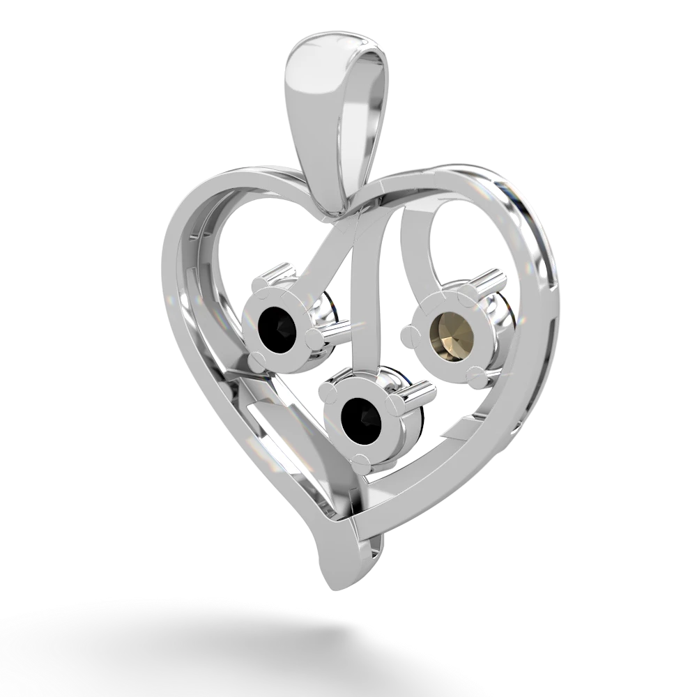 Smoky Quartz Glowing Heart 14K White Gold pendant P2233