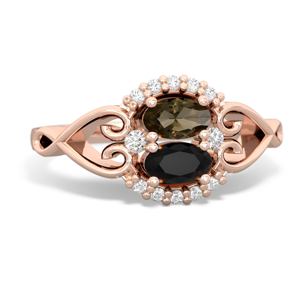 Smoky Quartz Love Nest 14K Rose Gold ring R5860