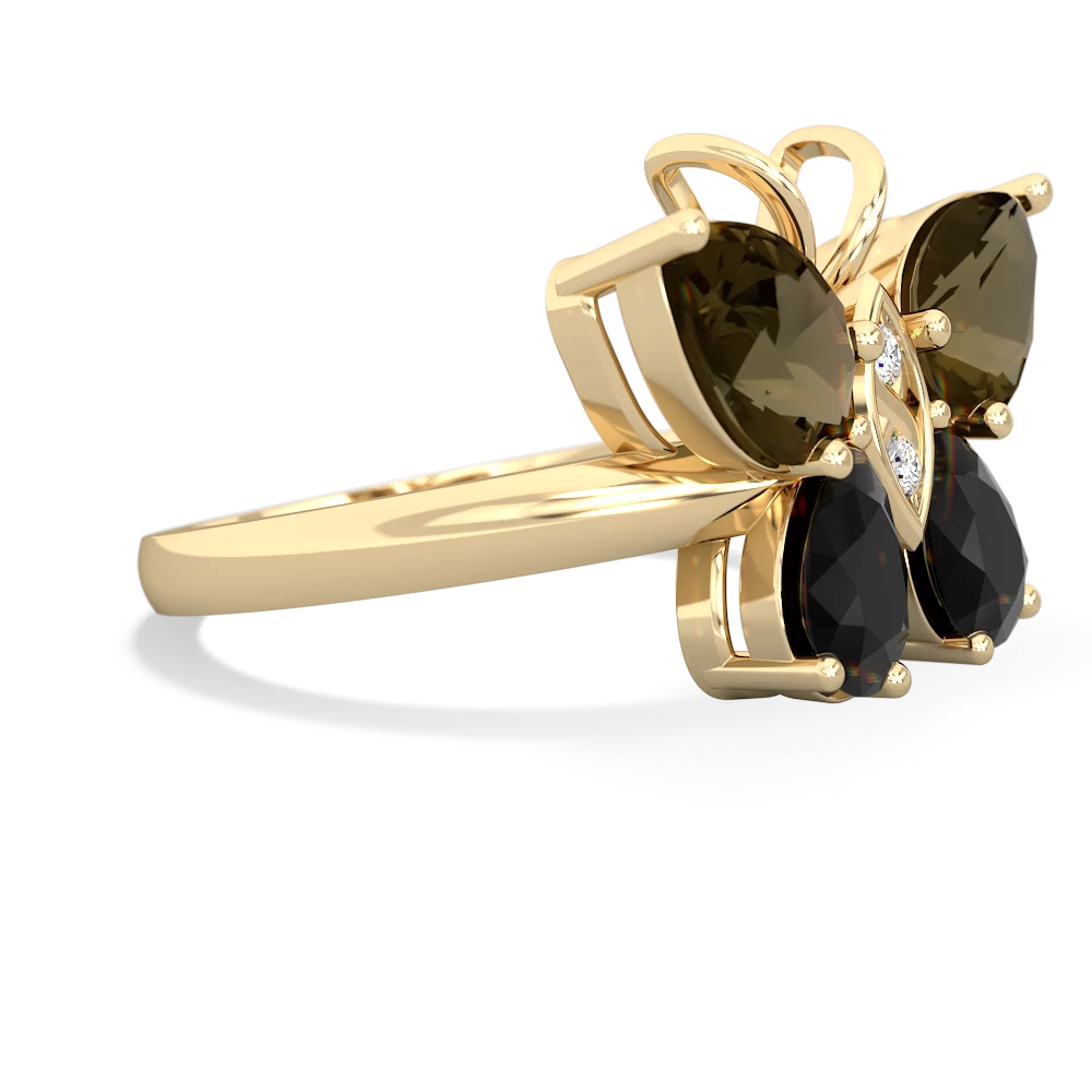 Smoky Quartz Butterfly 14K Yellow Gold ring R2215