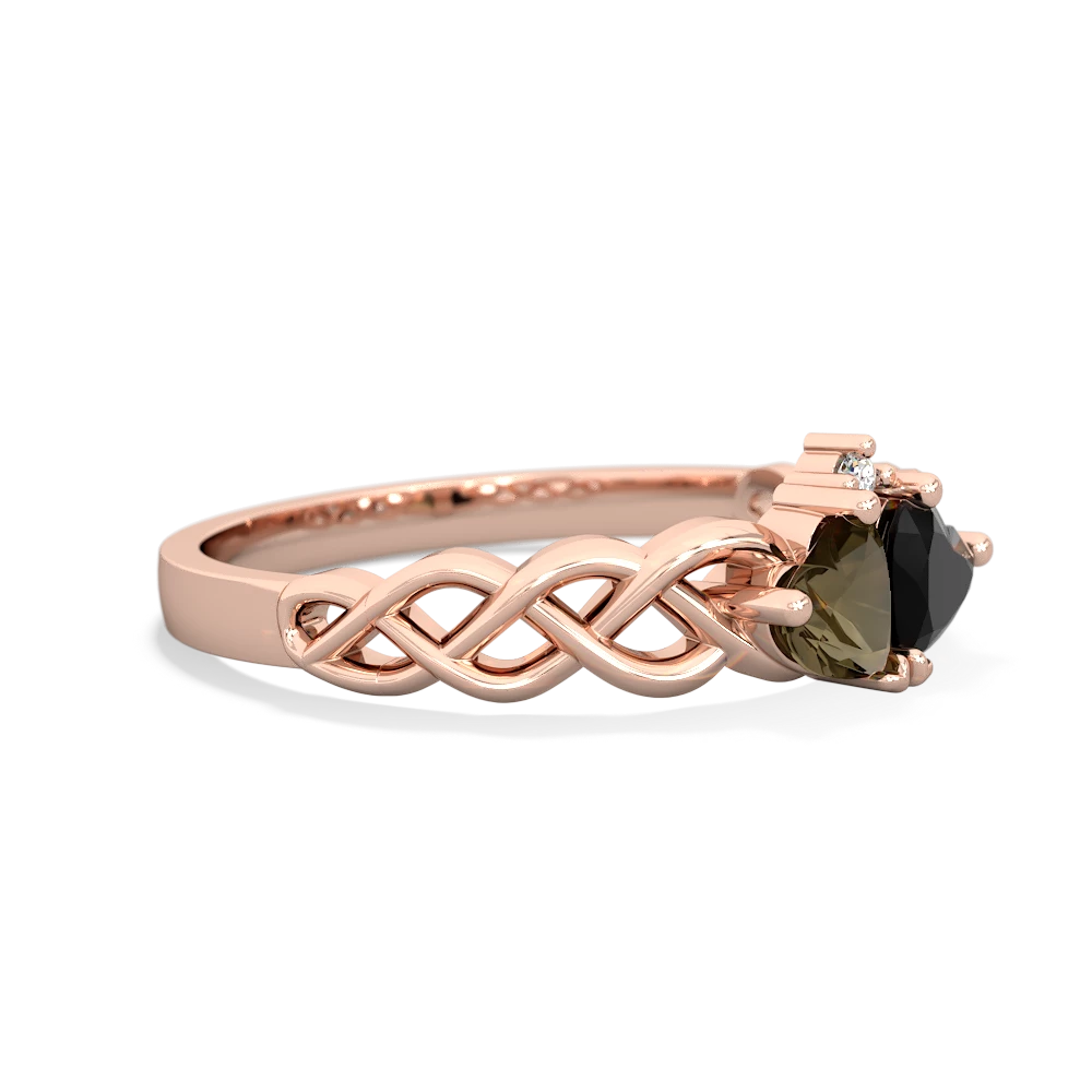 Smoky Quartz Heart To Heart Braid 14K Rose Gold ring R5870