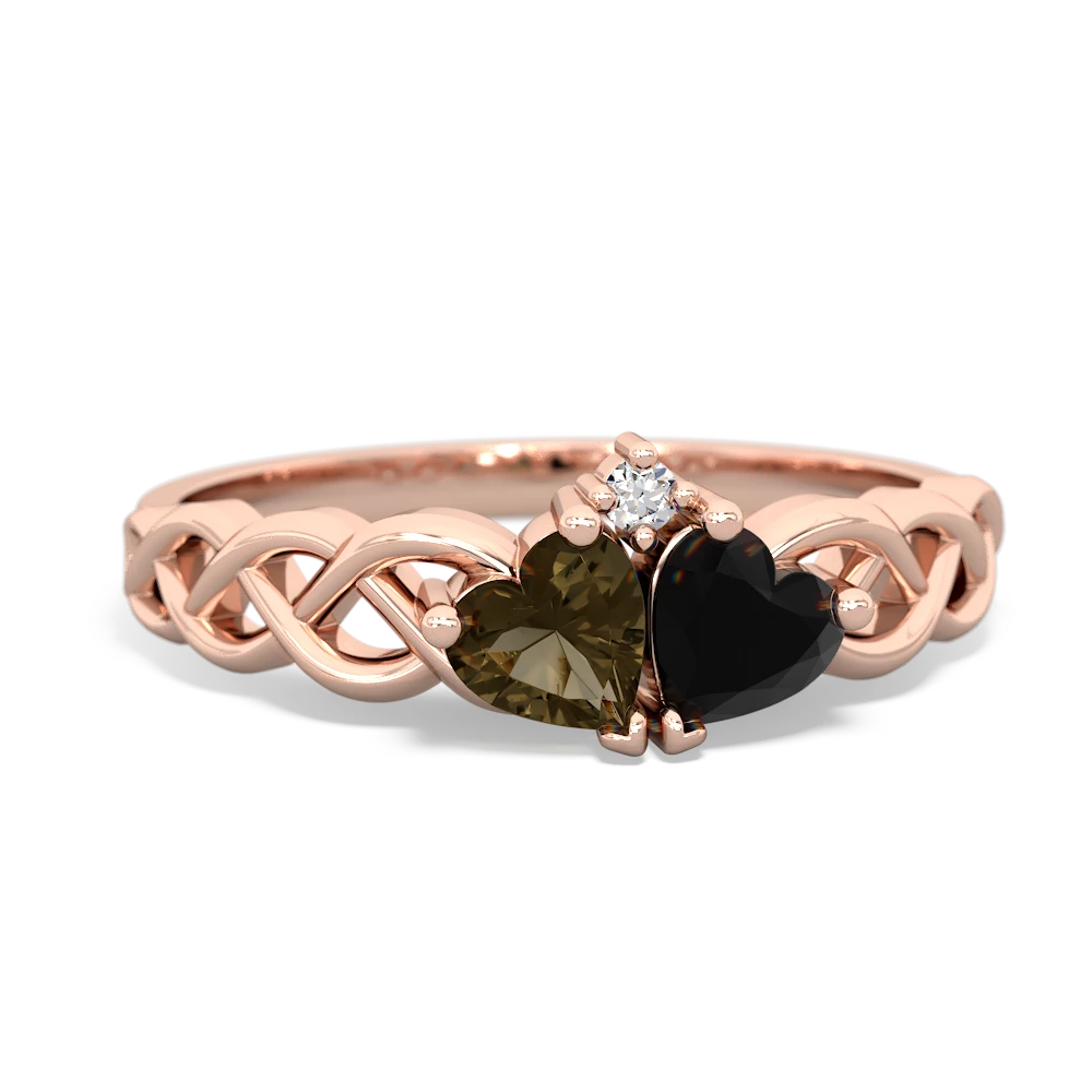 Smoky Quartz Heart To Heart Braid 14K Rose Gold ring R5870