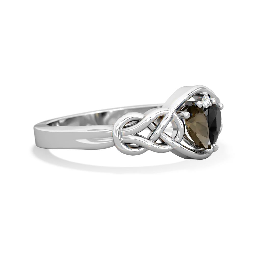 Smoky Quartz Celtic Love Knot 14K White Gold ring R5420