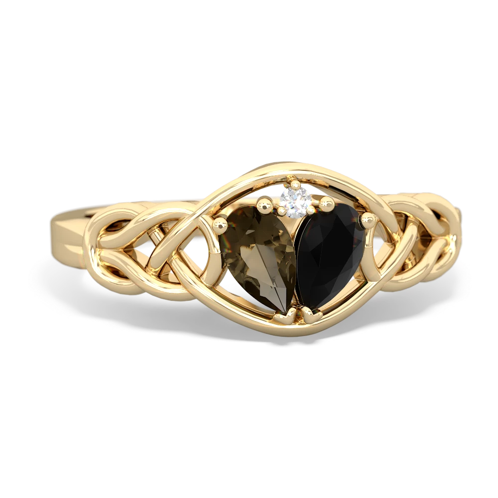 Smoky Quartz Celtic Love Knot 14K Yellow Gold ring R5420