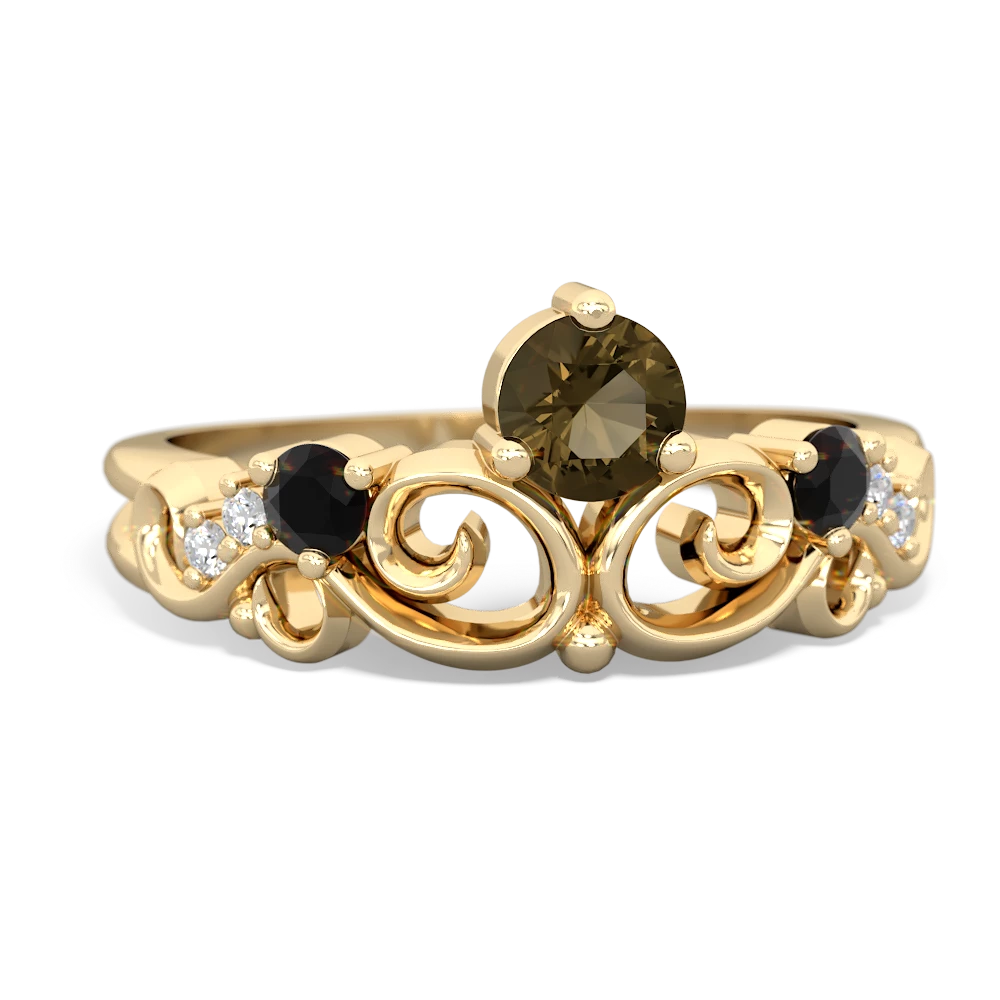 Smoky Quartz Crown Keepsake 14K Yellow Gold ring R5740