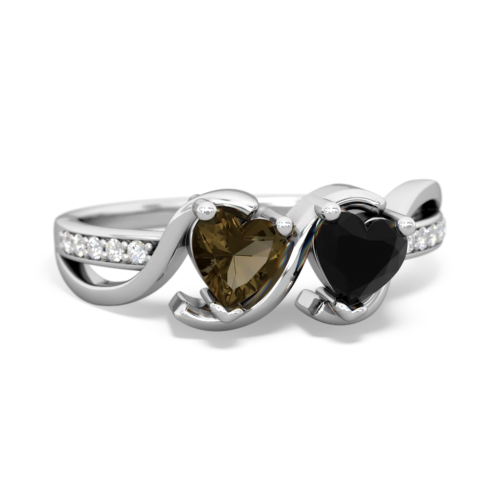 Smoky Quartz Side By Side 14K White Gold ring R3090