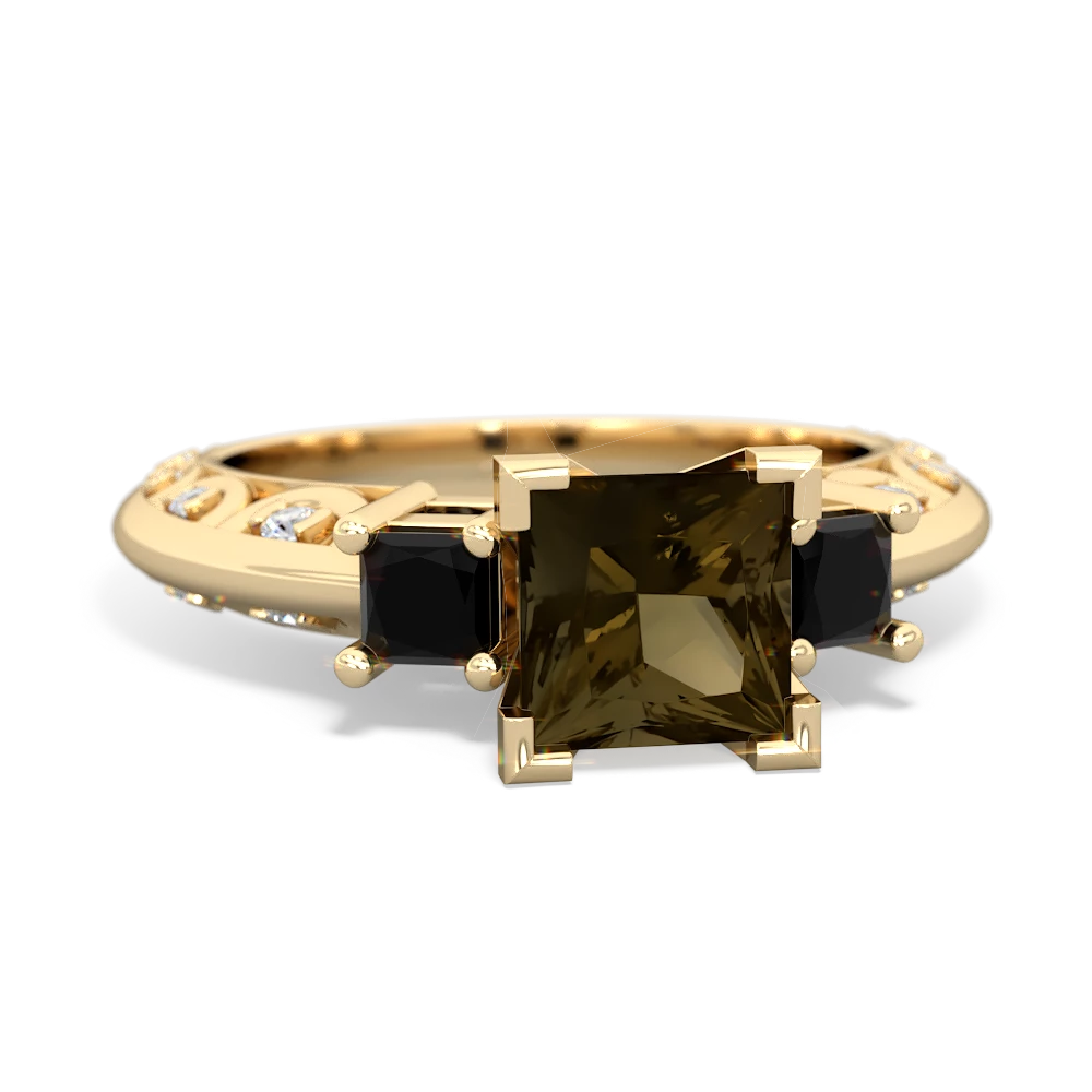 Smoky Quartz Eternal Embrace Engagement 14K Yellow Gold ring C2001