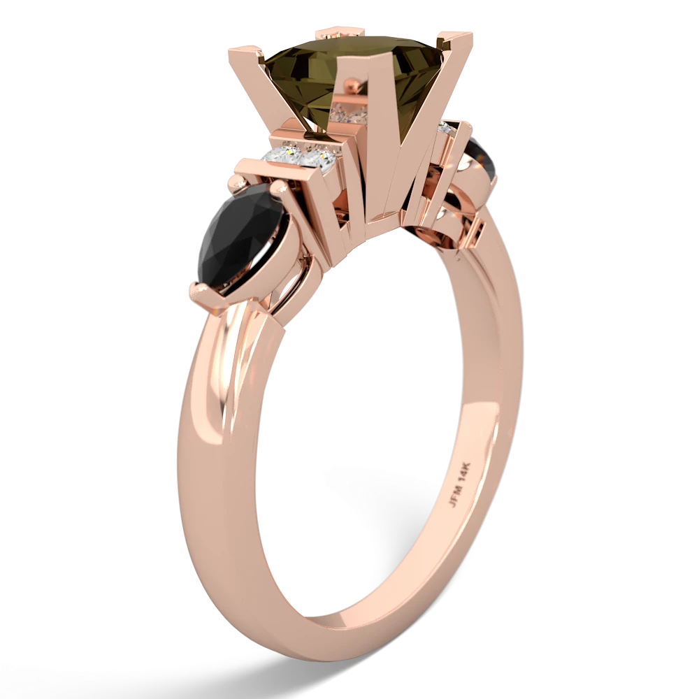 Smoky Quartz 6Mm Princess Eternal Embrace Engagement 14K Rose Gold ring C2002