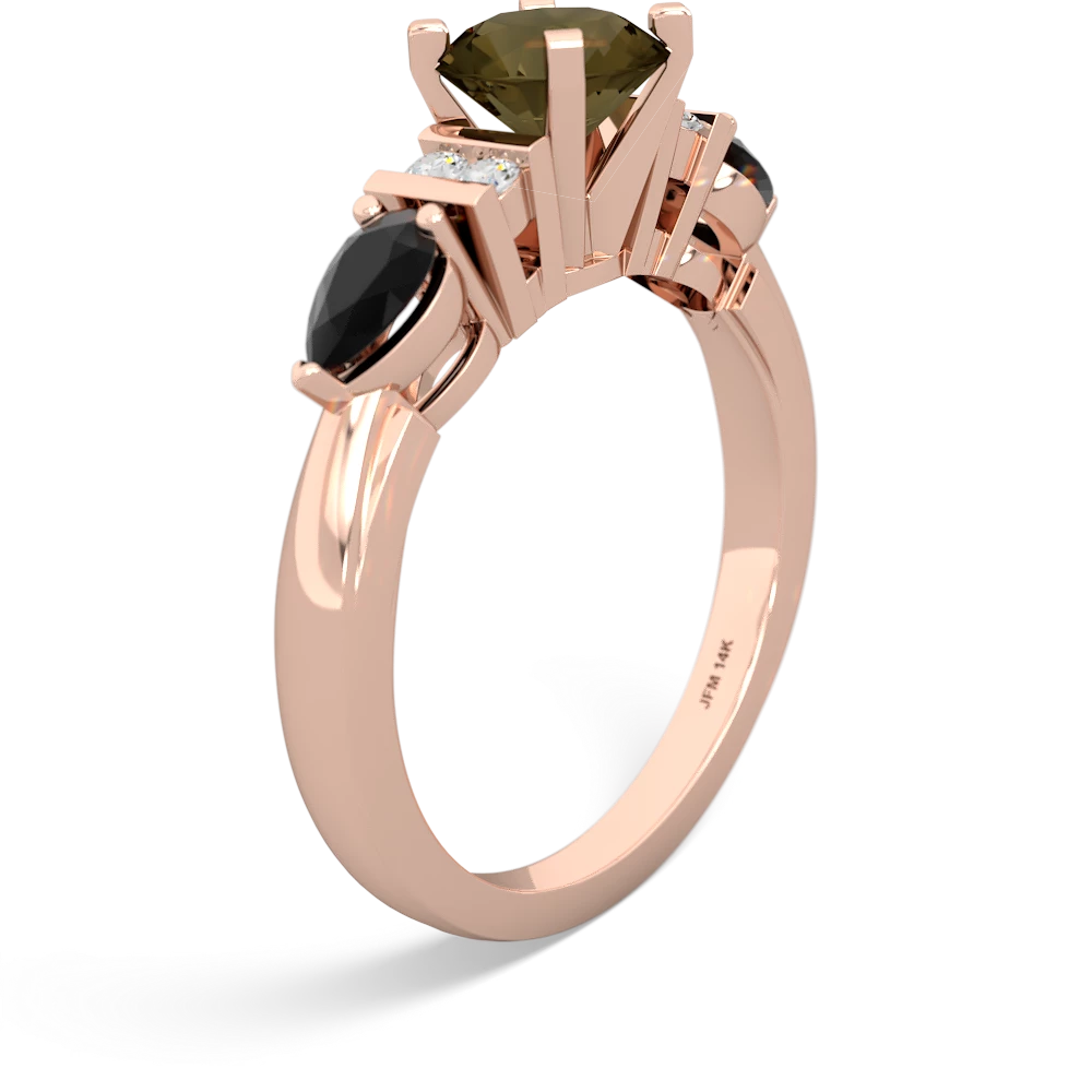 Smoky Quartz 6Mm Round Eternal Embrace Engagement 14K Rose Gold ring R2005