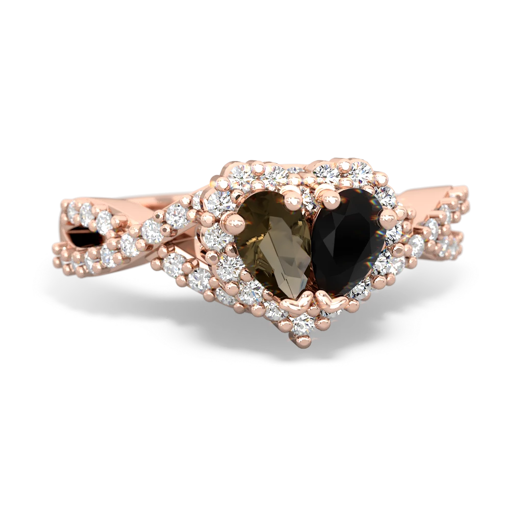 Smoky Quartz Diamond Twist 'One Heart' 14K Rose Gold ring R2640HRT