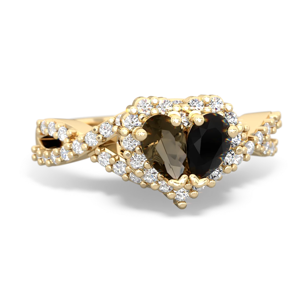 Smoky Quartz Diamond Twist 'One Heart' 14K Yellow Gold ring R2640HRT