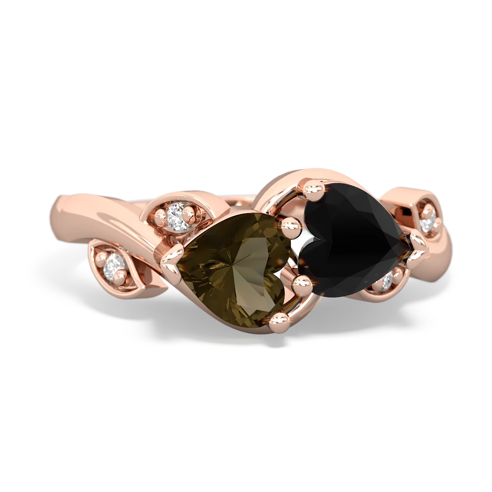 Smoky Quartz Floral Elegance 14K Rose Gold ring R5790