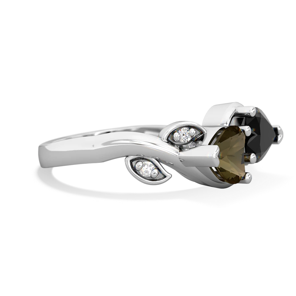 Smoky Quartz Floral Elegance 14K White Gold ring R5790