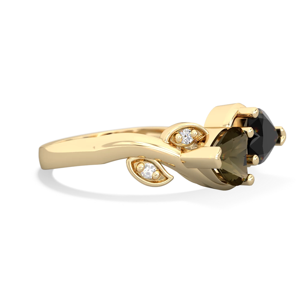 Smoky Quartz Floral Elegance 14K Yellow Gold ring R5790