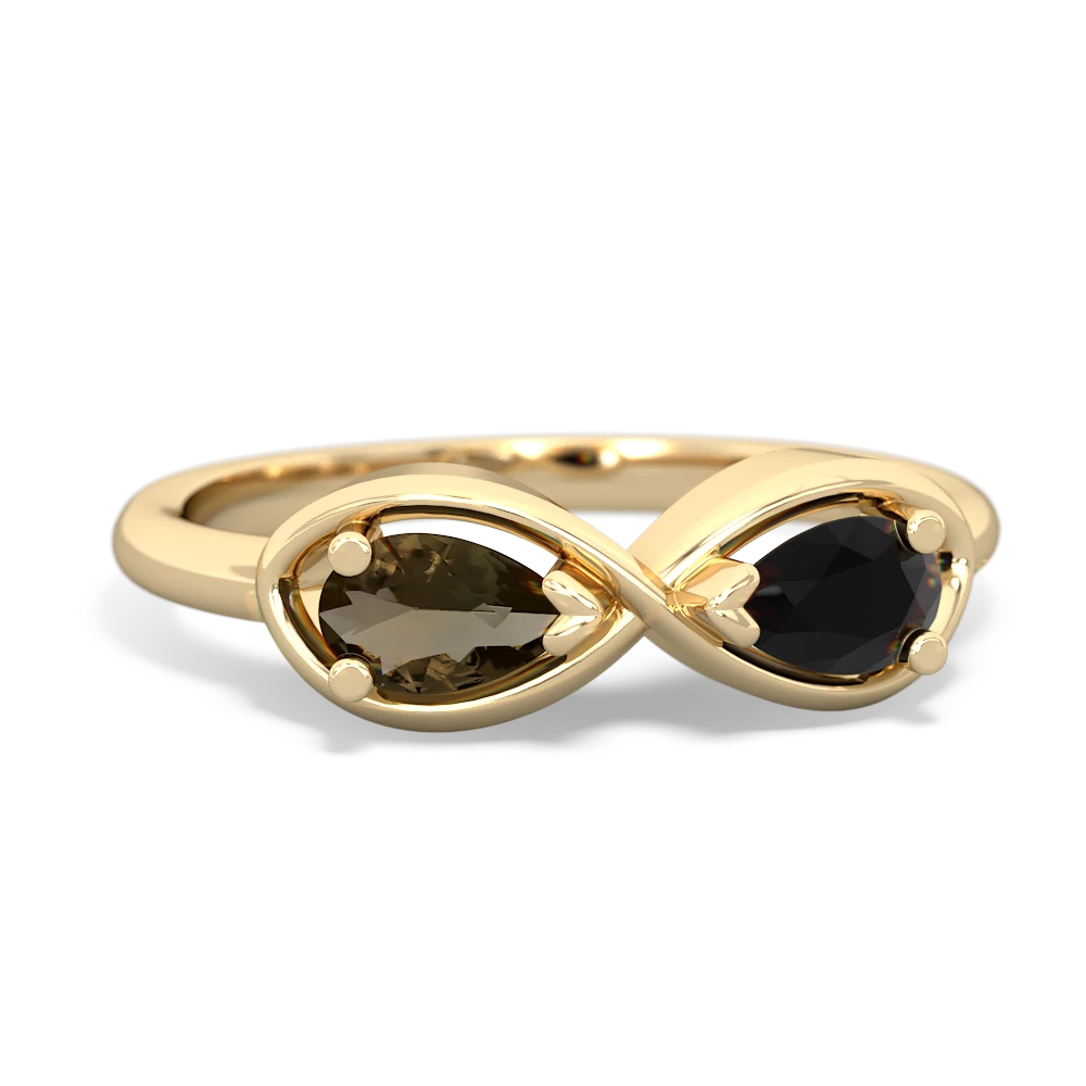 Smoky Quartz Infinity 14K Yellow Gold ring R5050