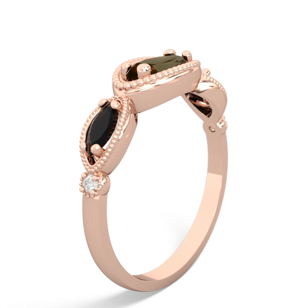 Smoky Quartz Milgrain Marquise 14K Rose Gold ring R5700