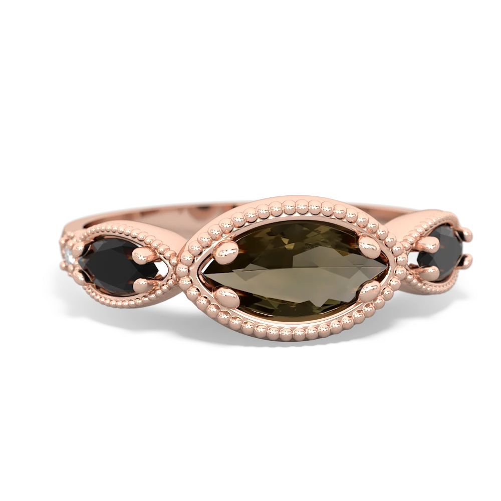 Smoky Quartz Milgrain Marquise 14K Rose Gold ring R5700