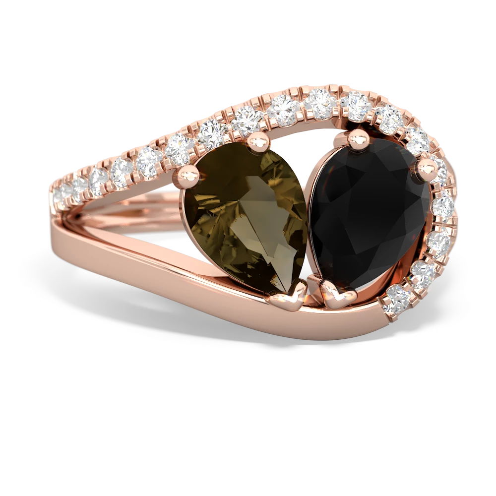 Smoky Quartz Nestled Heart Keepsake 14K Rose Gold ring R5650