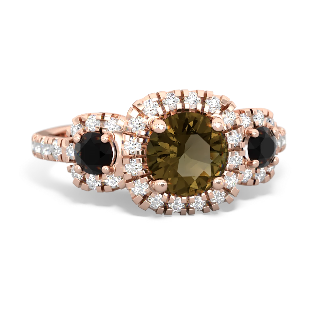 Smoky Quartz Regal Halo 14K Rose Gold ring R5350