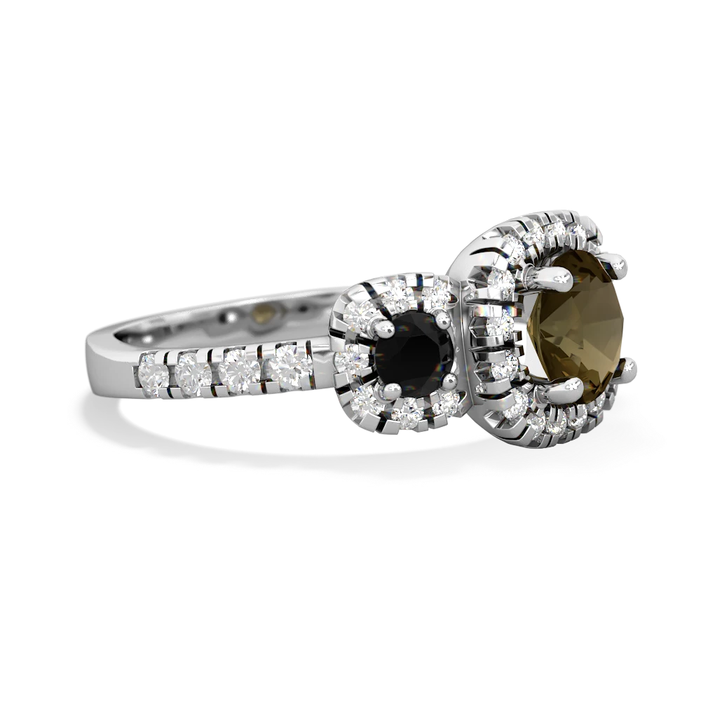 Smoky Quartz Regal Halo 14K White Gold ring R5350