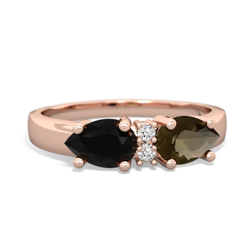 Smoky Quartz Pear Bowtie 14K Rose Gold ring R0865