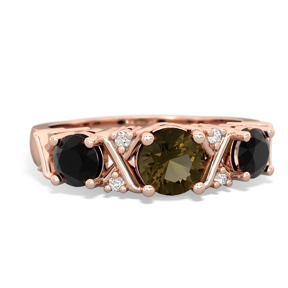 Smoky Quartz Hugs And Kisses 14K Rose Gold ring R5016