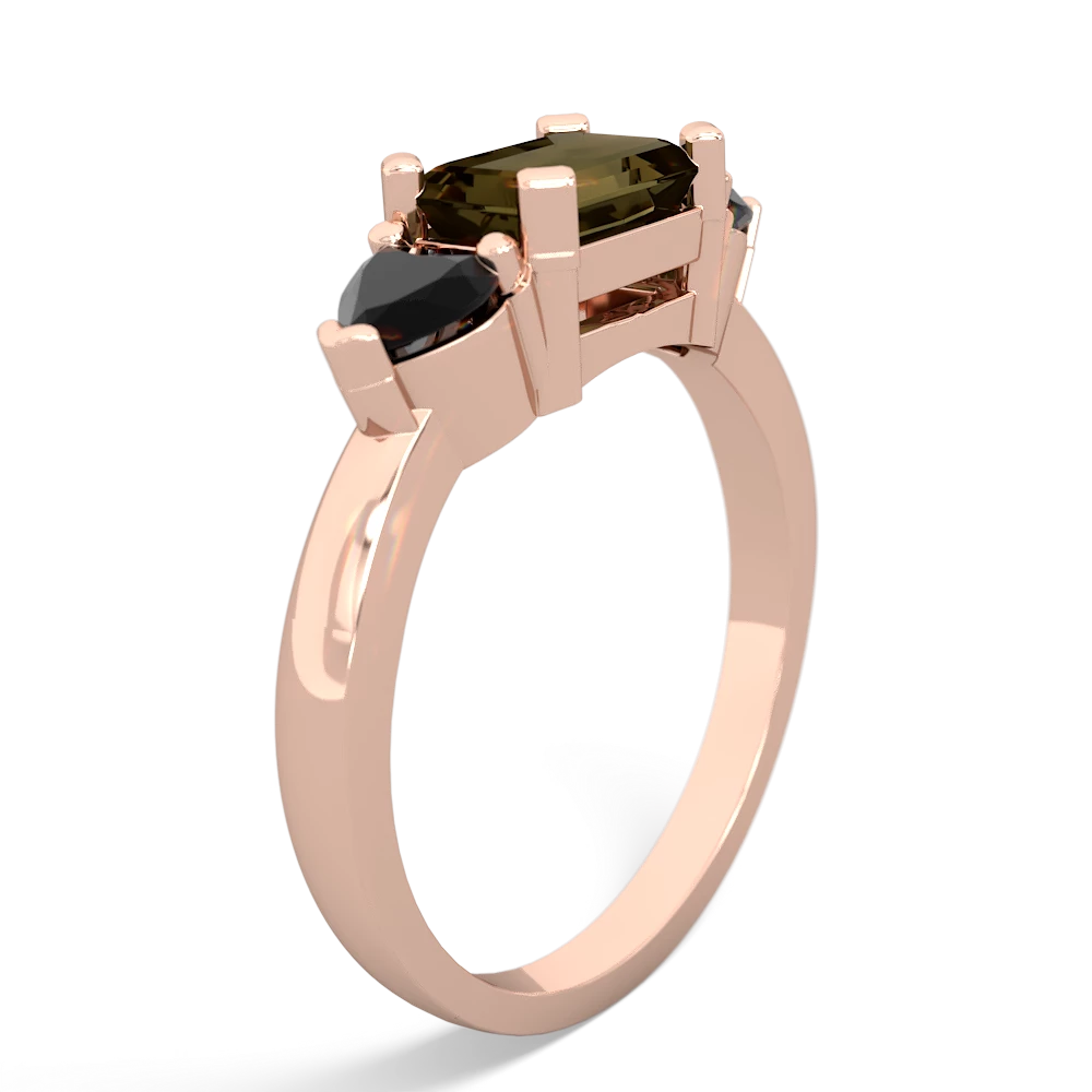 Smoky Quartz Three Stone 14K Rose Gold ring R5235