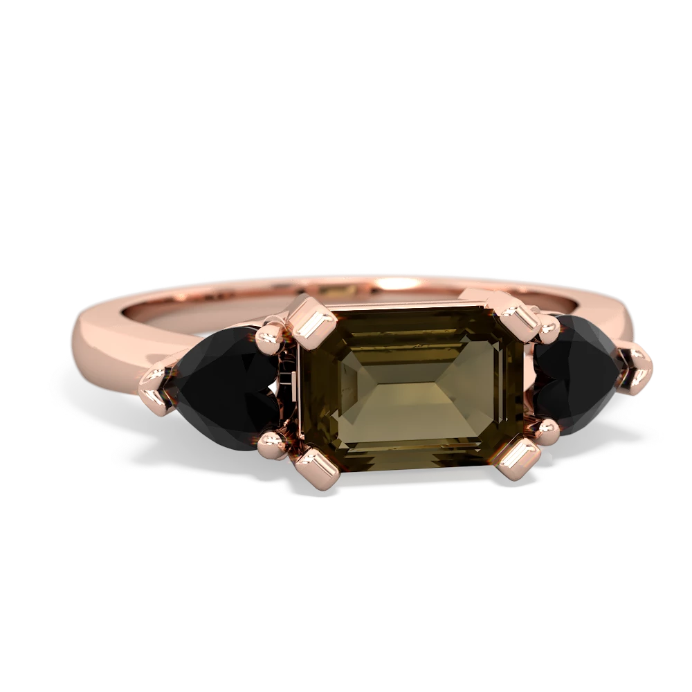 Smoky Quartz Three Stone 14K Rose Gold ring R5235