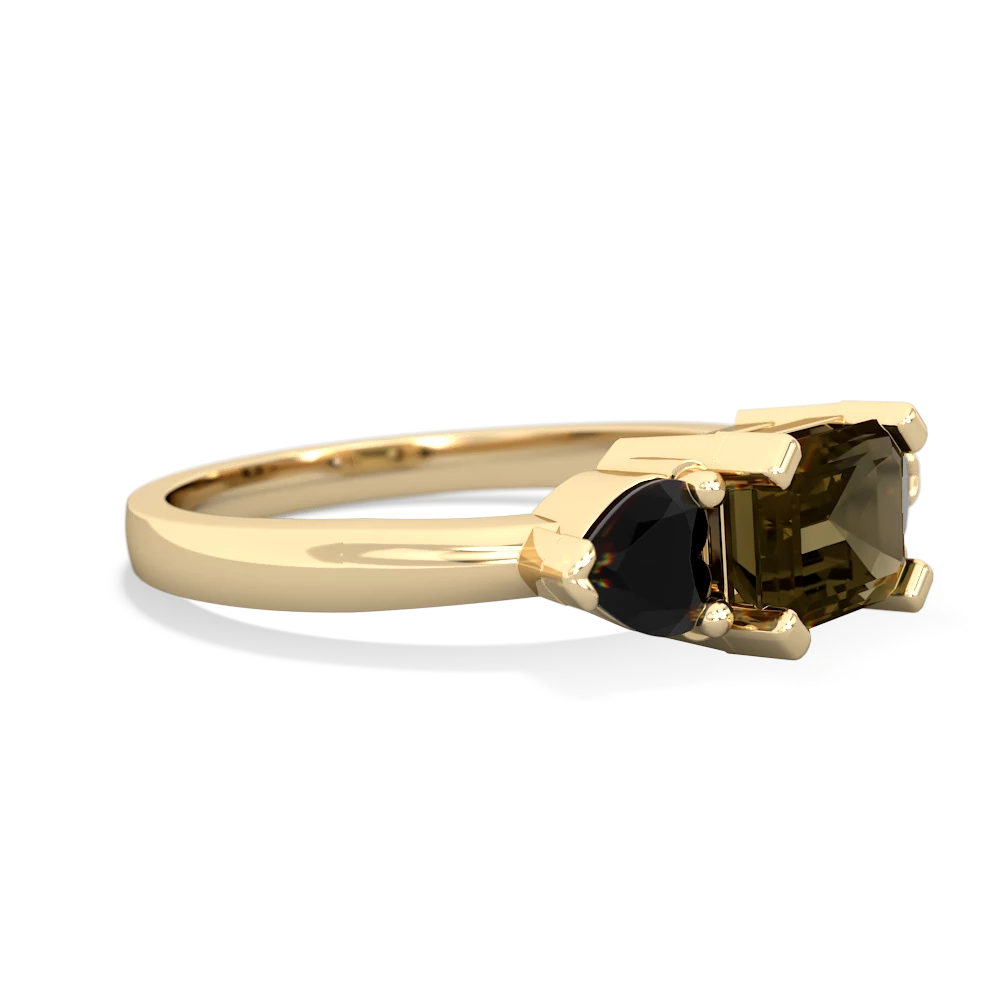 Smoky Quartz Three Stone 14K Yellow Gold ring R5235